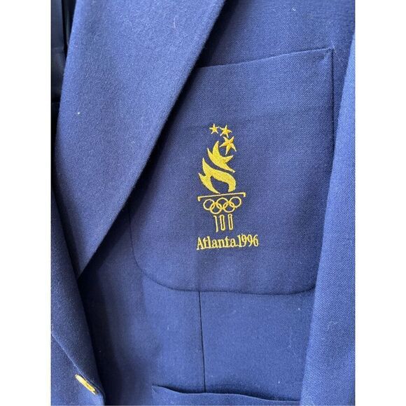 PRISTINE Vintage 1996 Olympics Atlanta Blue Volunteer Blazer Jacket by Hanes 41 - Picture 2 of 9